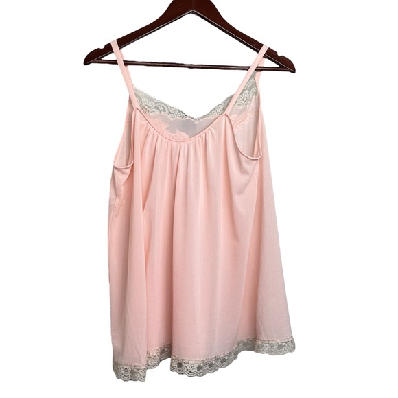 1960s Kayser Nylon Sleep Top Lingerie Lace Baby Pink Vintage Lounge Nightgown - Picture 4 of 15